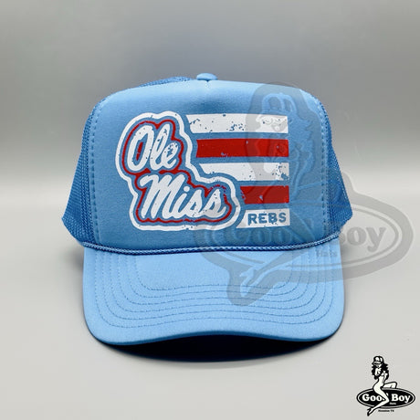 OLE MISS Trucker Hat Retro Mississippi Football Mesh Snapback College Rope Cap