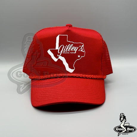 Gilley's Hat Vintage Red Trucker Rope Cap. 80s Texas Urban Cowboy Honky Tonk