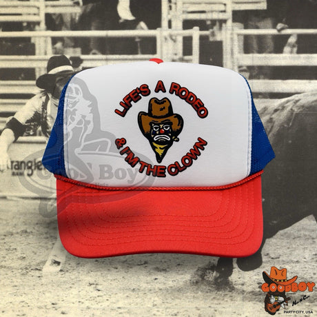 Life’s A Rodeo & I’m The Clown Trucker Hat Retro Rodeo Cowboy Western Wear USA