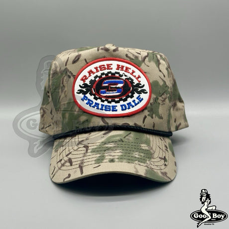 Raise Hell Praise Dale Hat Vintage Retro Camo Trucker Rope Cap Dale Earnhardt