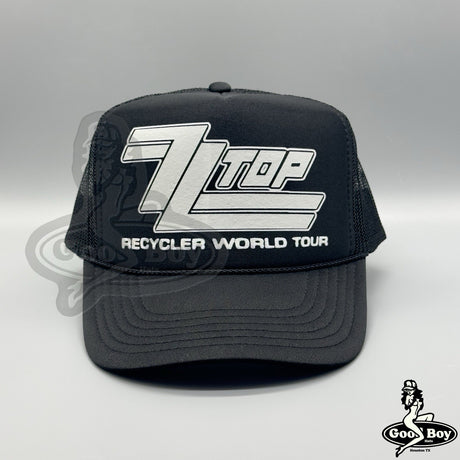 ZZ Top Recycler World Tour Hat Vintage Retro Black Trucker Hat Snapback Cap 90s