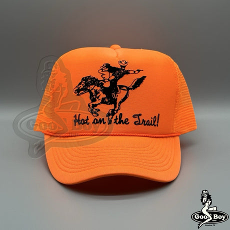 Hot On The Trail Western Hat Vintage Retro Neon Orange Mesh Trucker Rope Cap