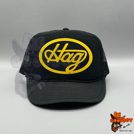 Merle Haggard Trucker Hat Vintage Retro Black/Yellow Mesh Rope Cap Western Wear