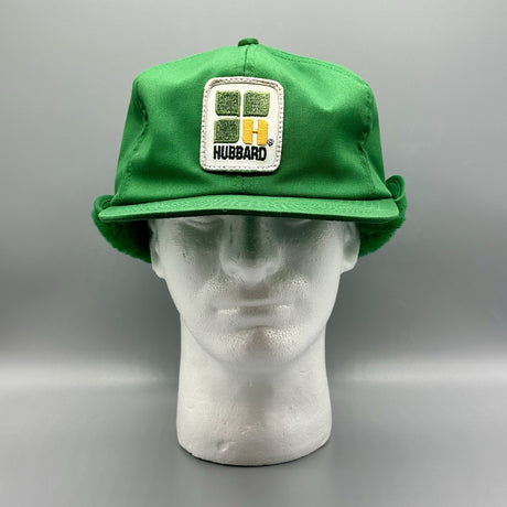 VTG K-Products Hubbard Feeds Farm Snapback Trucker Hat Ear Flaps Patch Western