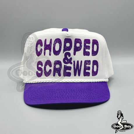 Chopped & Screwed Hat Vintage Retro Purple/White Rope Cap 90s DJ Screw Houston