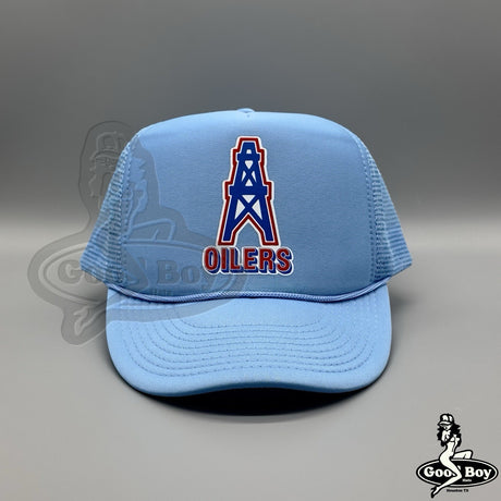 Houston Oilers Football Hat Vintage Retro Blue Trucker Rope Hat Mesh Cap 90s