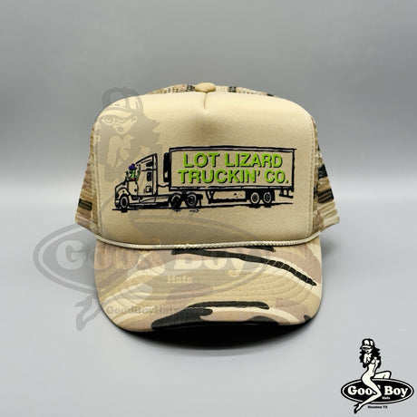 LOT LIZARD Trucker Hat Funny Redneck Camo TRUCKIN’ Co Rope Cap