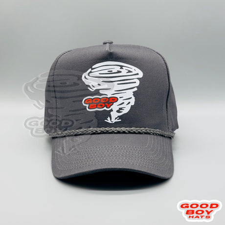 Good Boy Tornado Hat Vintage Retro Gray Trucker Rope Cap Western Twister