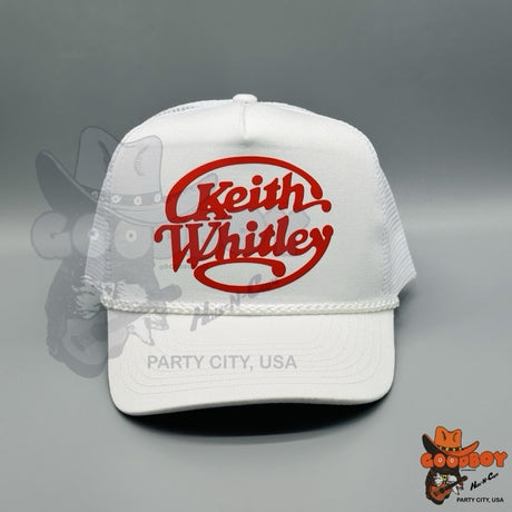 Keith Whitley Hat Vintage Retro White Trucker Rope Cap 90s Country Western Wear
