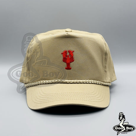 Crawfish Hat Vintage Retro Khaki Trucker Rope Cap 90s Crawfish Boil Seafood