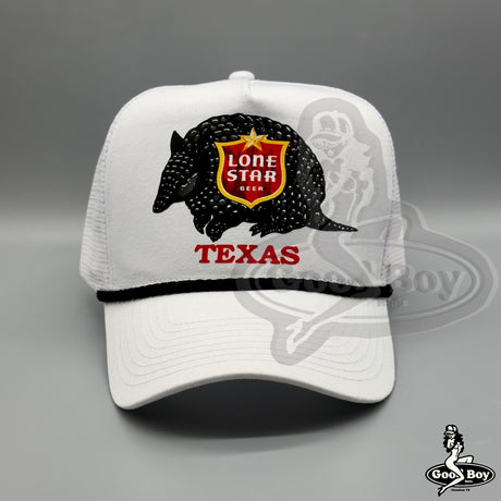 Texas Armadillo Lone Star Beer Trucker Hat Retro Vintage Mesh Rope Cap