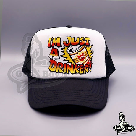 I’m Just A Lone Star Beer Drinker Hat Vintage Retro Trucker Rope Cap Texas