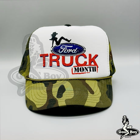 Ford Truck Month Trucker Hat Camo Rope Snapback Cap Western Style