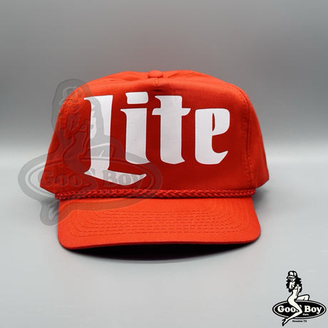 Miller LITE Beer Hat Vintage Retro Red Trucker Rope Snapback Cap Classic 80s 90s