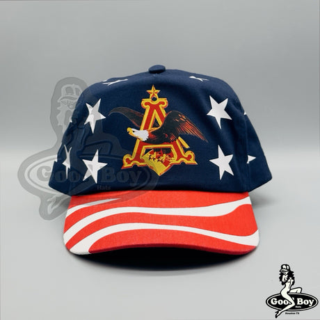 Anheuser Bush Beer Hat Vintage USA Stars & Stripes Red White Blue SnapBack Cap
