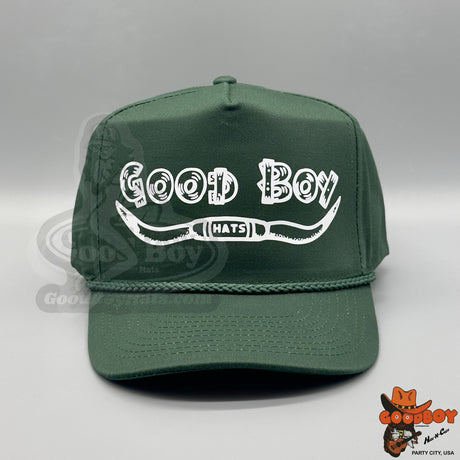 Good Boy Hats Longhorn Western Hat Vintage Hunter Green Trucker Rope Cap Cowboy