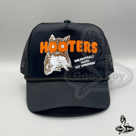 Hooters Hat Vintage Retro Black Trucker Rope Snapback Cap 80s 90s Party