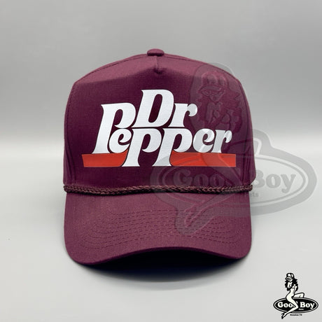 Vintage Dr Pepper Trucker Rope Hat Maroon SnapBack Cap