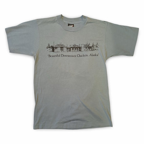 Vintage Beautiful Downtown Chicken Alaska T-Shirt Light Blue Medium Screen Stars