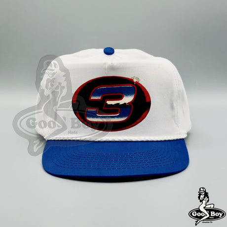 Dale Earnhardt #3 Hat Vintage Retro 2-Tone White/Blue Trucker Rope Cap NASCAR