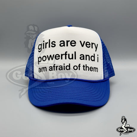 girls are very powerful & i am afraid Trucker Hat Rope Mesh Snapback Cap Funny