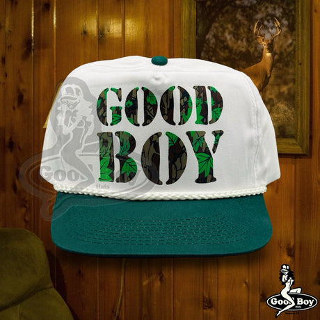 CAMO GOOD BOY Hat Vintage Retro Trucker Rope Snapback Cap Cowboy Realtree Camo