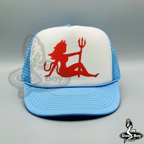 Devil Woman Biker Babe Trucker Hat Vintage Retro Rope Cap Western Cowgirl 90s