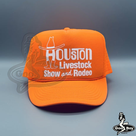 Houston Livestock Show & Rodeo Hat Vintage Orange Mesh Trucker Rope Hat Cap