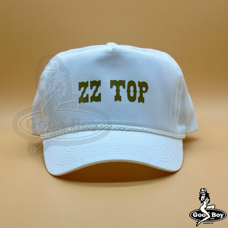 ZZ Top Hat Vintage Retro White Gold Trucker Rope Cap Texas 80s 90s Rock