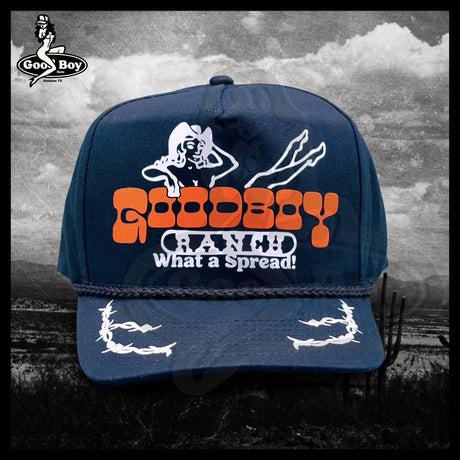 Good Boy Ranch Hat Vintage Retro Black Trucker Cap Barbed Wire Country Western