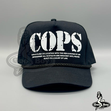 Cops Hat Vintage Retro Black Trucker Rope Hat Snapback Cap 90s TV Show Police