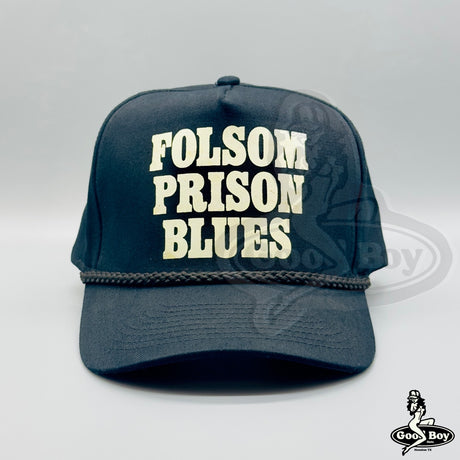 Johnny Cash Folsom Prison Blues Vintage Black Trucker Rope Hat Country Western