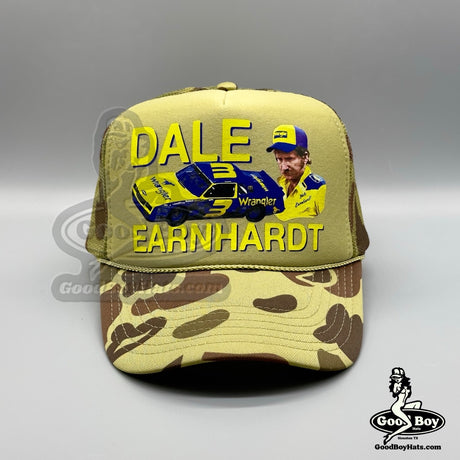 Dale Earnhardt Hat Wrangler Racing Vintage Retro Camo Mesh Trucker Rope Cap