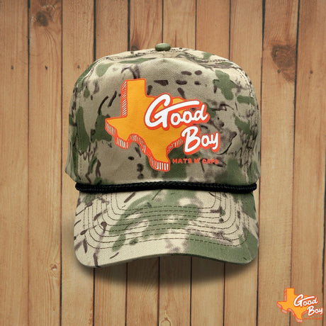Good Boy Texas Hat Vintage Retro Camo Trucker Rope Cap Country Western