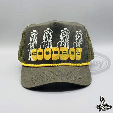 GOOD BOY Trucker Hat 4 Hot Bikini Cowgirl Babes Rope Mesh Cap Western Wear USA