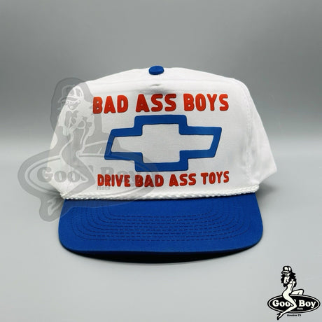 Chevy BADASS Boys Drive Badass Toys Hat Vintage Trucker Rope Cap Chevrolet