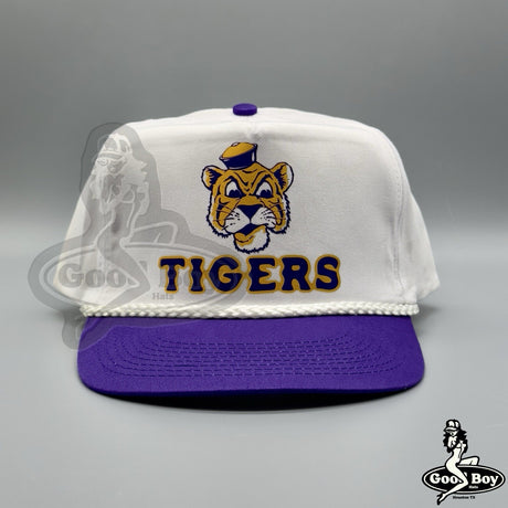 LSU Tigers Hat Vintage Retro Purple/White Trucker Rope Cap 90s Geaux Tigers
