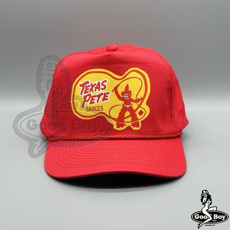Texas Pete Hot Sauce Hat Vintage Retro Red Western Cowboy Trucker Red Rope Cap