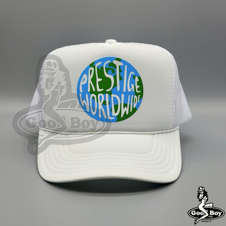 PRESTIGE WORLDWIDE Step Brothers Trucker. Hat White Cap Movie Promo Boats N Hoes