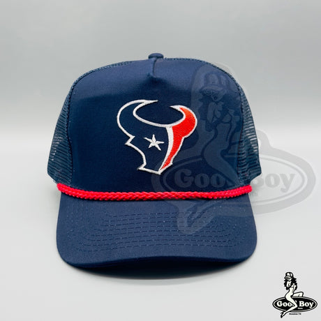 Houston Texans Trucker Hat Navy Blue Red Retro Mesh Cap NFL Football