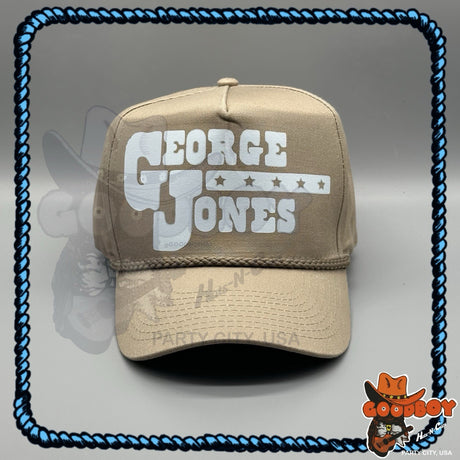 George Jones Hat Vintage Retro Khaki Trucker Rope Cap 90s Country Western Wear