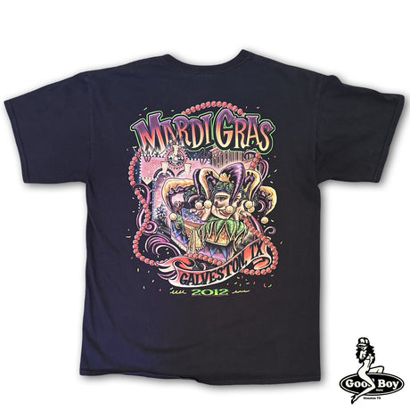 Vintage 2012 Mardi Gras Galveston Texas Black T Shirt