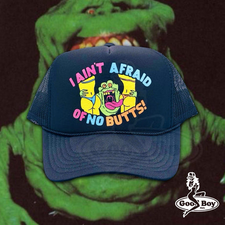 I Ain’t Afraid Of No Butts! Ghostbusters Trucker Hat Vintage Retro Slimer Funny