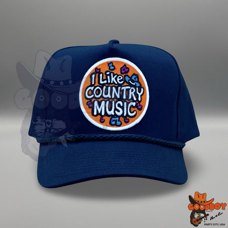 I Like Country Music Trucker Hat Black Rope Snapback Cap Cowboy Western Wear 90s